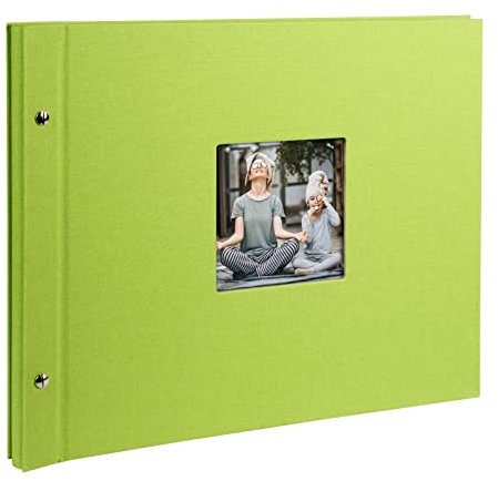 goldbuch 28896 Schraubalbum mit Fensterausschnitt, Bella Vista, 39 x 31 cm, Fotoalbum mit 40 weiße Seiten mit Pergamin-Trennblättern, Album erweiterbar, Fotobuch aus Leinen, Grün