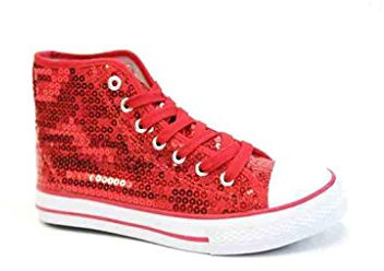 Makotex Pailletten Schuhe Rot Glitzer 36-42 Damen & Herren Designer Schnürer (40, Rot)