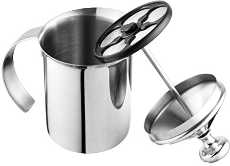 Bellemain Milk Frother Handheld, Thick, Creamy Milk Foam Maker, Warm & Cold Milk Foamer | Stainless Steel Hand Held Frother for Coffee, Latte, Cappuccino, Frappe, Matcha, Hot Chocolate, 14 oz.