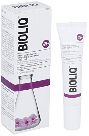 bioliq 45 + Straffende und smoothening Augen und Mund creme – 15 ml – Glättet Tiefe Falten um Augen und Lippen. Reduziert Augenringe und Symptome von Stress.