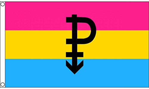 AZ FLAG - Bandera Pansexualidad Con Simbolo Negro - 150x90 cm - Bandera Omnisexualidad 100% Poliéster Con Ojales de Metal integrados - 110g - Colores Vivos Y Resistente A La Decoloración