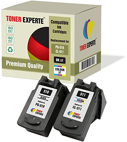 TONER EXPERTE 2 XL PG-510 CL-511 Druckerpatronen kompatibel für Pixma iP2700, iP2702, MP230, MP240, MP250, MP260, MP270, MP280, MP480, MP490, MP495, MP499, MX320, MX350 (Schwarz, Farbe)