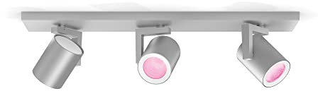 Philips Hue White & Col. Amb. LED 3-er Spot Argenta, aluminium, dimmbar, 16 Mio. Farben, steuerbar via App, kompatibel mit Amazon Alexa (Echo, Echo Dot)