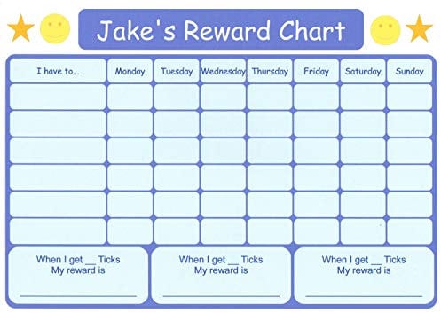 Print'n'Lam A4 Blue Personalised Reward Behaviour Chart Reusable Wipe Clean Pen