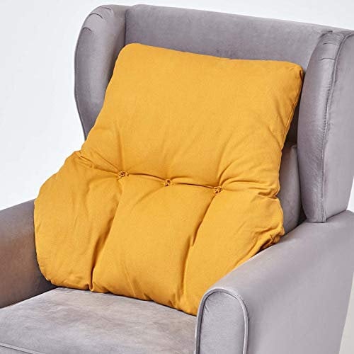 Homescapes Sessel-Rückenkissen senfgelb 68x58 cm, Lendenkissen Sofa, 15 cm Dickes Rückenstützkissen Bett mit Baumwollbezug