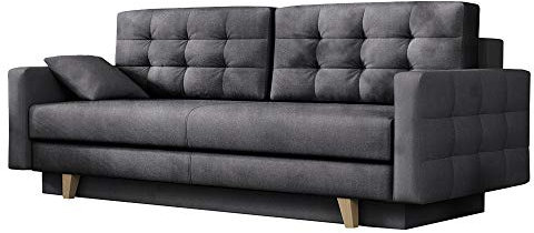 Selsey - Schlafsofa VERAT Zweisitzer mit Veloursbezug in Grau, Steppung und Dekokissen, 226 cm breit