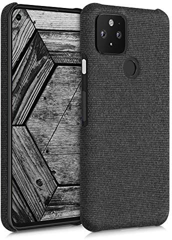 kwmobile Coque Compatible avec Google Pixel 5 - Coque Housse de Protection en Tissu Textile - Gris foncé