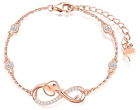 MicLee Damen Einfach Armband Zirkonia 925 Sterling Silber Allergenfrei Elefant Unendlichkeit Zeichen Armreif Armkette mit Geschenkbeutel Super Geschenk für Mutter Freundin