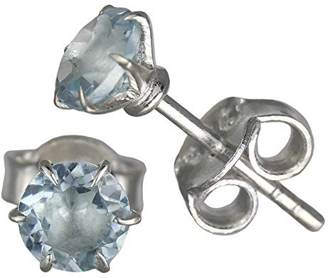 I-be, Topas blau Edelstein facettiert Ohrstecker rund, 925 Silber, im Geschenketui, 357221 (5 mm)