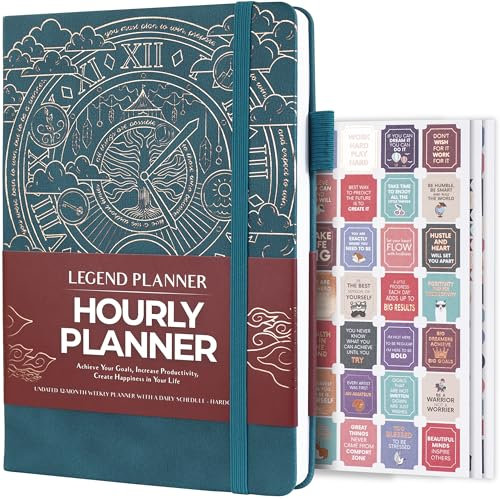 Legend Planner Stundenplan - Wochen- & Tagesorganizer mit Zeitschlitzen Terminkalender für die Arbeit undatiert, A5 (Dark Teal)