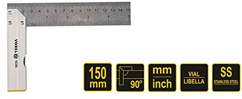 Anschlagwinkel Schreinerwinkel Tischlerwinkel mit Wasserwaage mm 90° verschieden Längen, Länge:150mm