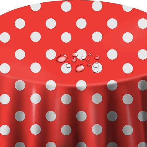 Wachstuch Wachstischdecke Tischdecke Größe wählbar Punkte Rot Rund 110 cm abwaschbar Gartentsichdecke