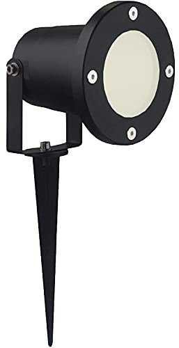 Partenopeautensili® Faretto orientabile con picchetto gu10 da esterno giardino segnapassi luce lampada a led (Luce Naturale 4000K, ARMATURA NERA)