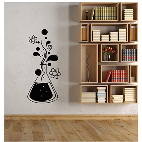 Vinyl Wandtattoos Chemie Wissenschaft Atom Molekül Schule Klassenzimmer Kinder Schlafzimmer Aufkleber Wanddekoration Kunst Wandbild 26X57Cm