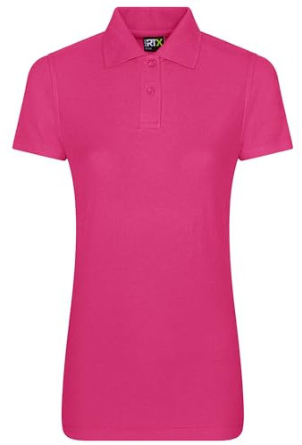 Polo da donna da donna classica a maniche corte a tinta unita, casual, lavoro, sport, giardinaggio, abbigliamento da lavoro, ideale come regalo per Natale, compleanno, elettricista, Fucsia, XXXXL