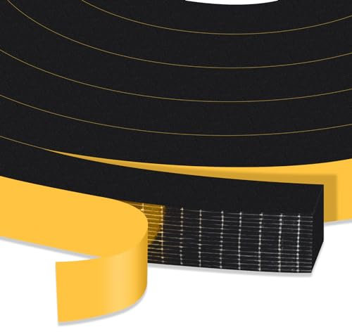 YIMIKI Joint Isolant Adhésif en Mousse Caoutchouc Bande D'étanchéité, Joint Portes et Fenêtres contre courants d'air Bande antichoc, 12mm (L) x 12mm (H), chaque 2 m, 2 rouleaux, total 4m (L)