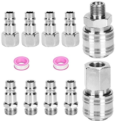 TGFIX 12 Stück Euro Druckluftkupplung 1/4 BSP Schnellkupplung für PU/PC/Gummi Kupplungen Luftschlauch Verbindungsstück Schlauch Fitting Steckverbindungen Luftleitung Schlauch Kompressor Zubehör
