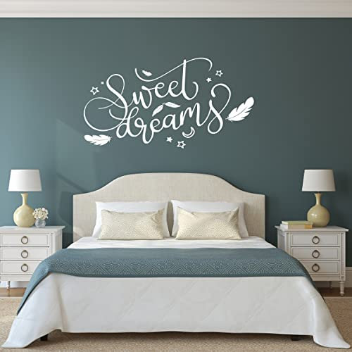 GRAVURZEILE Wandtattoo - Sweet Dreams Design - Wandtattoo für Schlafzimmer Wohnzimmer - Größe ca. 140 x 70 cm - Selbstklebend - Konturschnitt ohne Transparente oder weiße Ränder – Wanddeko