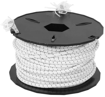 Camping Lanyard Rope, 15m/49.21ft Camping Tent Rope Latex Elastic Outdoor Guy Lines Hiking Guyline Paracord Rope for Tent Tarp, Climbing, Backpacking, Gardening Landscaping (White)