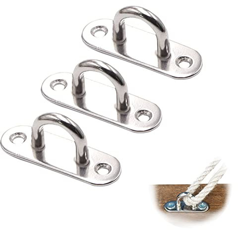 TUKNN Gancio Soffitto, Gancio per Soffitto, Anelli Ganci Sospeso, Ancoraggio Soffitto Inox, Occhielli Inox a U, Ganci Acciaio Inox per Yoga Altalene Amache Tendalino Accessori per Barche, 3 Pezzi