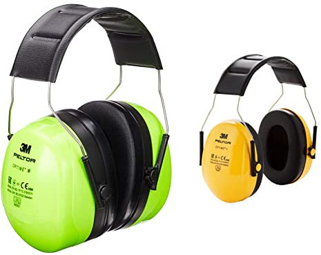3M Peltor Optime III Kapselgehörschutz, Kopfbügel, Hi-Viz, SNR 35 dB,grün Optime I Ohrenschützer H510A, Gehörschutz gegen Geräuschpegel im Bereich von 87-98 dB (SNR 27dB), gelb,1er Pack,25