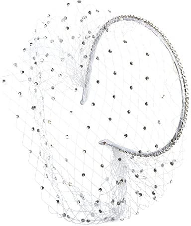 Andy's Orchids Vogelkäfig Schleier Rouge Schleier Weiß Stirnband Schleier für Braut Hochzeit Fascinatoren Gesicht Netz Maske Haarschmuck Zubehör