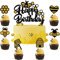 HSDSH 13 Stück Biene Tortendeko Biene Kuchen Topper Golden Glitzer Geburtstag Kuchen Dekoration Bee Cupcake Topper für Kinder Baby Junge Mädchen Bee Thema Geburtstag Party Deko