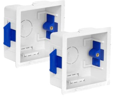 AXIOM 35-45mm Dry Lining Back Box Flush Wall Electrical Recessed Flush Mount Deep Pattress Box Fused Spur Euro Module Faceplates (1 Gang, 2 Gang, Dual, Triple) (35mm 1 Gang, 2)