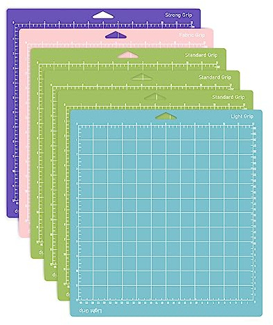 6 Pack Cutting Mat 12x12 Inch for Cricut Maker and Explore Cutting Machines | Light/Standard/Grip/FabricGrip Cut All the Essentials, from Delicate Paper to Heavier Specialty Materials