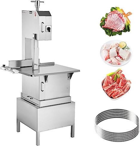 VEVOR Kommerzielle Fleischknochen Sägemaschine 2200 W, 1500 kg/h Knochenschneidemaschine Gefrorene Fleisch Knochen Schneidemaschine, 4-220 mm Einstellbare Dicke Knochensäge 620 x 520 mm Arbeitstisch