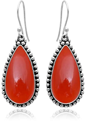 Veracity Jewelry 925 Sterling Silver Gemstone Earrings For Women - Boho Western Style Gift For Her Handmade Earrings - Dangle Earrings For Birthday Anniversary Gifts