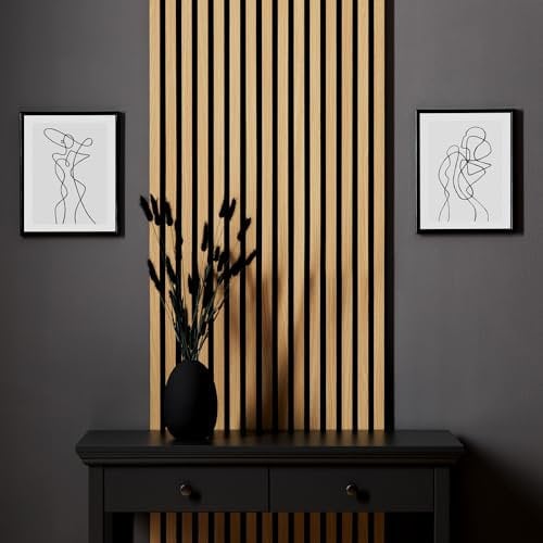 Homestyle4u 2410, Akustikpaneel 1er Set 60 x 120 cm in Holzoptik Eiche Natur 3D Wandverkleidung Wandpaneel auf Filz