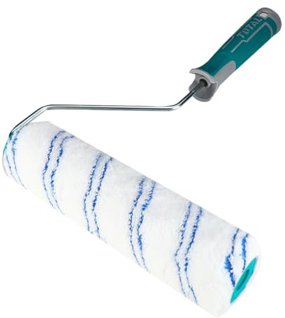 TOTAL - Rouleau pour Peinture Acrylique 230 mm - Fibre 12 mm pour Surfaces Moyennement Rugueuses - Manche en Plastique Ergonomique - Pour Peinture Intérieure Professionnelle - Bac Non Inclus