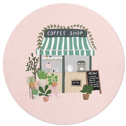 Miquelrius Tapis de Souris, Taille ø200 mm, matériau Polyester à Glissement Doux, Base Ferme en Caoutchouc pour Une Prise Ferme, Collection Coffee Shop
