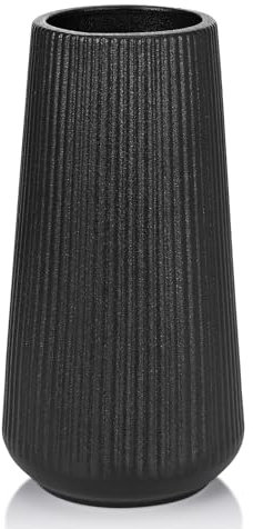 Keramik Vase, GUKJOB Blumenvase Keramik Vasen für Blumen, Dekorative Vasen für Pampasgras Deko, Modern Kleine Vase für Home Wohnzimmer Esstisch Bauernhaus Büro Dekor (Schwarz)