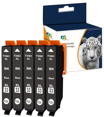 OGOUGUAN Kompatible Druckerpatronen Ersatz für Epson 33 33XL für Expression Premium XP-530 XP-540 XP-630 XP-635 XP-640 XP-645 XP-830 XP-900 XP-7100 (5 Fotos)