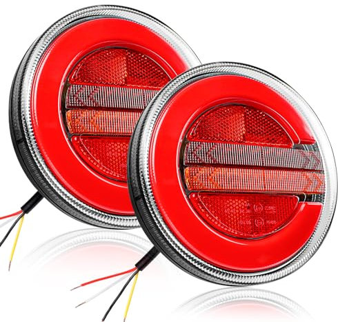 Yinaolan 2 Stück LED-Anhänger-Rückleuchten, 12/24 V, wasserdicht, LED-Rücklicht, Bremslicht, Blinker, Kontrollleuchte für Wohnwagen, Van, Boot, Wohnmobil, LKW, Traktor, E-Prüfzeichen