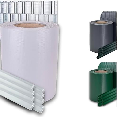 Enjoy Quality Premium - 450 g/qm Sichtschutzstreifen/Zaunfolie/Zaunblende 35mx19cm- inkl. Befestigungsclips - Stabmattenzaun - Witterungsbeständig Sichtschutzrolle - Anti-Fading (8, Grau)