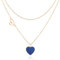Linawe Royal Blue Heart Choker & Layered Necklaces, Rose Gold Heart Pendant Chain, Stainless Steel Stacked Jewellery Y2K Style