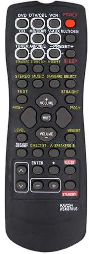 RAV254 WE45870US - Mando a distancia de repuesto para receptor AV Yamaha RX-V350 RX-V359 RX-V390 RX-V373 RX-459 RX-V496 HTR-5240 HTR-5250 HTR-5630 HTR-5940