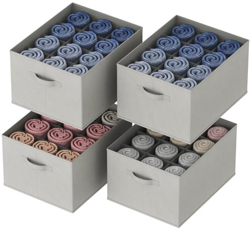 Lifewit Schrank Aufbewahrungsbox Kleidung, Jeans Ordner für Kleiderschrank mit Trennplatte, 12 Fächer, Faltbare Schrank Sortierbox 43 x 33 x 24cm für Hosen, T-Shirts, Pullover, Leggings, 4er Set