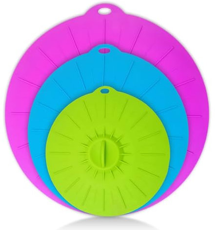 INHEMING 3 pcs Reusable Silicone Lids Covers, Various Sizes Microwave Covers, Silicone Fresh Retention Lid,Silicone Bowl Cover, for Bowls, Plate, Pots, Pans