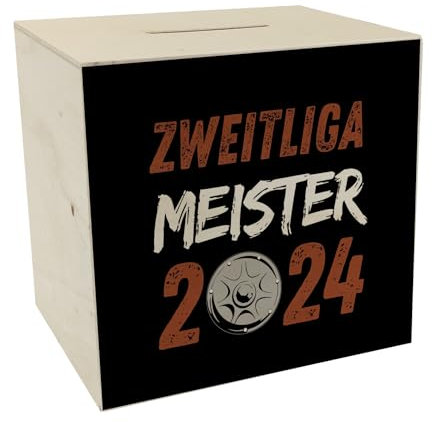 St. Pauli Meisterschale Spardose aus Holz mit Spruch Zweitliga Meister 2024 Fußball Hamburg Reeperbahn Aufstieg Trophäe Wettbewerb Gewinner Felge