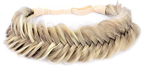 Gledola 2 Stränge Wide Messy Fishtail Geflochtene Zöpfe Stirnband (Licht hervorgehoben, Fischschwanz)