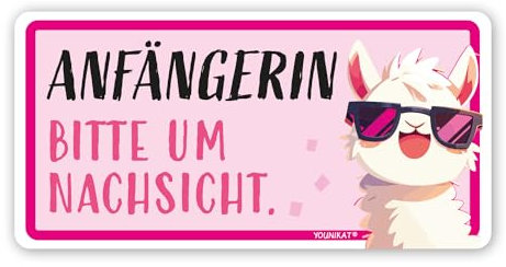 Fahrzeug-Aufkleber Anfängerin Lama Rosa I 20 x 10 cm I Fahranfänger I kfz776