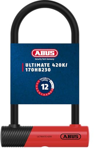 ABUS Antivol en U Ultimate 420K avec support de serrure USH – Antivol de vélo robuste avec support pratique pour le transport – Accessoires de vélo – Variante 150HB230