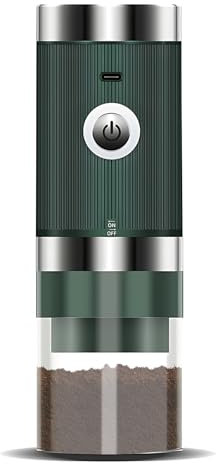 Hanzete - Molinillo eléctrico de granos de café de 5 niveles ajustable, con parada automática, molinillo de café expreso, portátil, inalámbrico, con contenedor transparente, carga tipo C para el