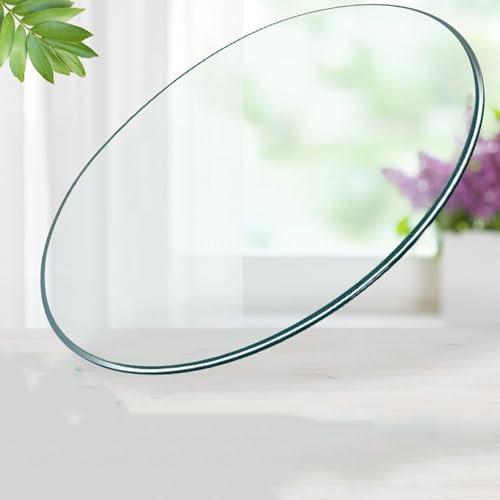 BVDHASDBT Plateau rond en verre trempé, plaque circulaire ronde de qualité supérieure, verre trempé de 1,27 cm, verre trempé rectangulaire pour table à manger, table basse, maison, bureau (44 cm)