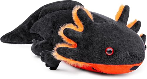PuffPurrs Axolotl PlüSchtier, Kuscheltier Realistic Black Axolotl Plush Toy, Animal Stuffed PlüSch, Creepy Stuffed Plushie, Geschenke FüR Kinder 17in/45cm
