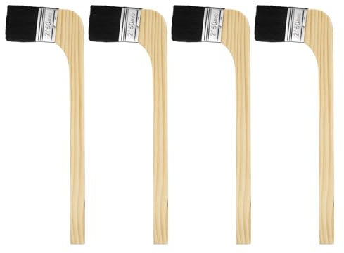 sourcing map Lot de 4 pinceaux de peinture réutilisables de 5,1 cm de large - Pinceaux coudés et courbés pour radiateur, peinture à l'huile au latex, traitement des meubles, murs, noir